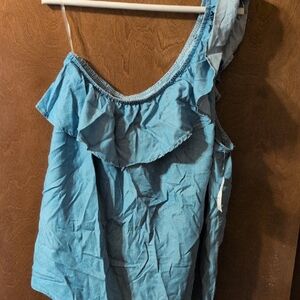Blue Ruffled Women's Top